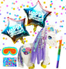 Unicorn Pinatas Party Set with Buster Stick, Blindfold, Confetti, and Happy Celebration Balloons - Perfect for Magical Birthdays and Celebrations