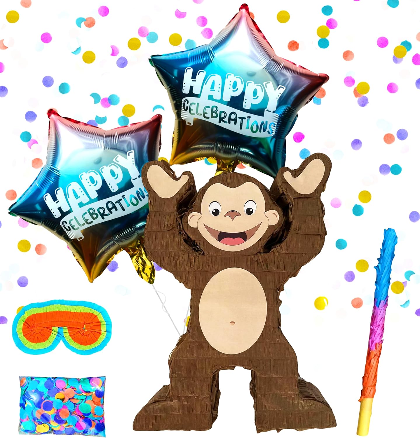 Pinata Poll Cute Monkey Pinatas for Kids Birthday Parties, Fun Animal-Themed Decor ...