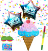 Ice Cream Pinatas, Fun Ice Cream Cone Shaped Design for Kids Birthdays,Summer Candy Themes, Girls Baby Showers & Beach Weddings, Party Supplies & Decorations Includes Busterstick, Blindfold, Confetti