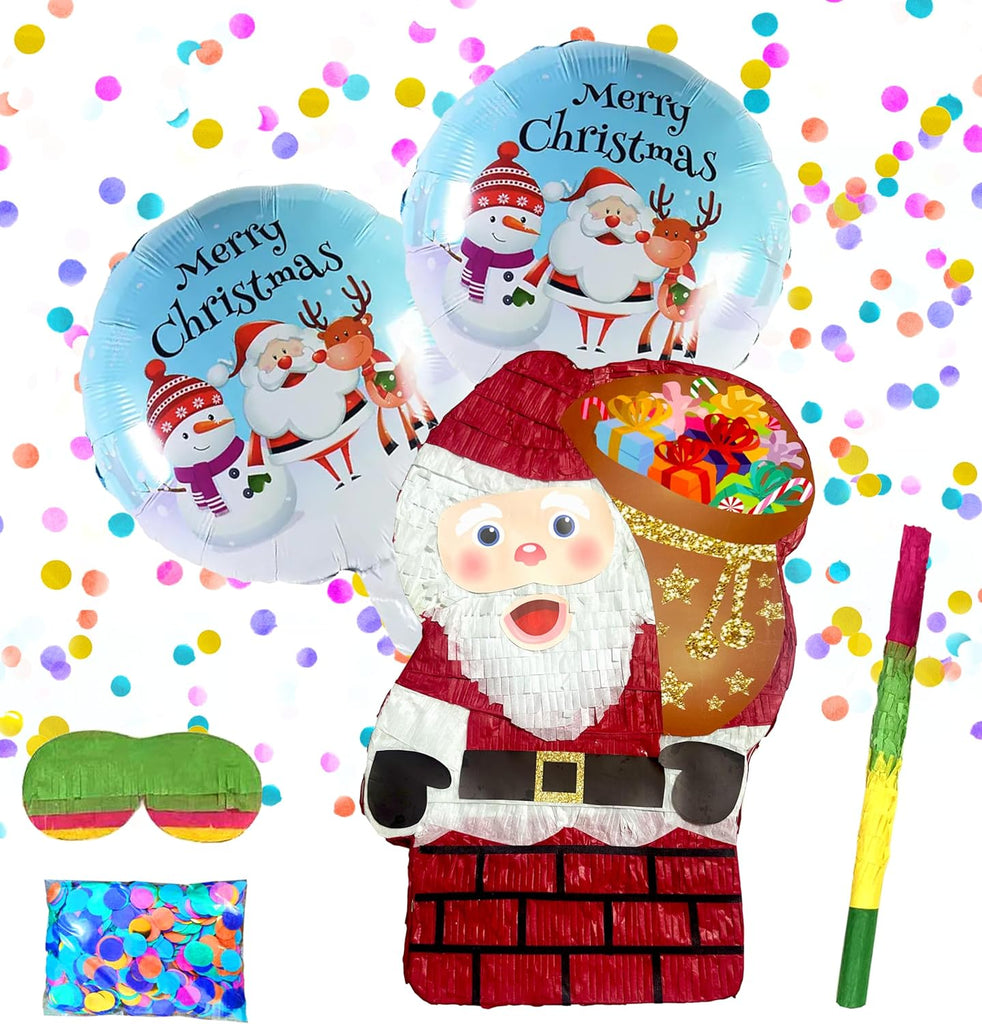 Produktbild von Weihnachtsmann Piñata Aus Papier Gefüllt Mit Süßigkeiten Partydeko Für