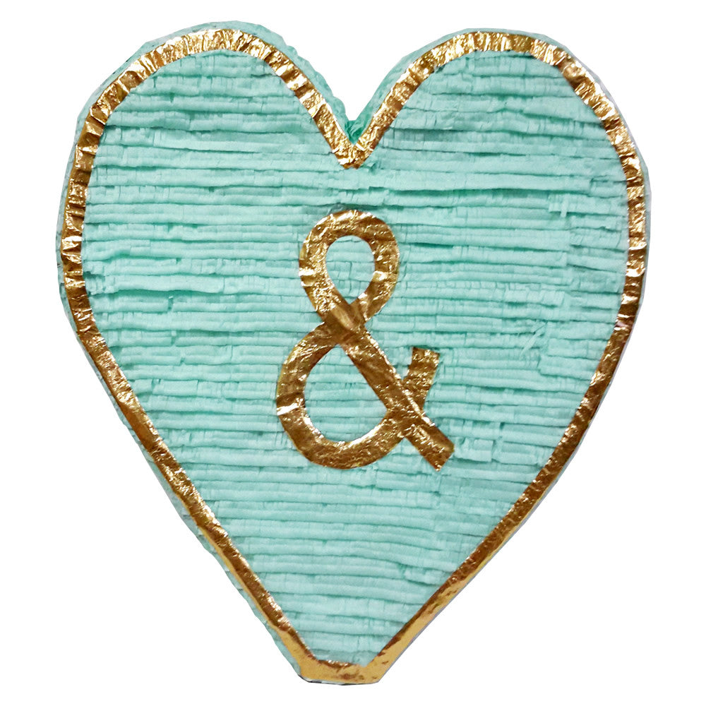 Mint and Gold Heart Pinata