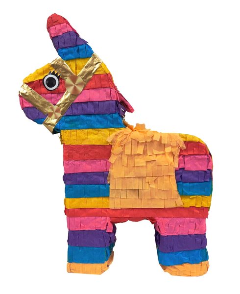 Donkey Pinata Rainbow Colored Mexican Theme Birthday Party, Cinco De Mayo, Fiestas, Celebrations, Party game, Decoration, Centerpiece